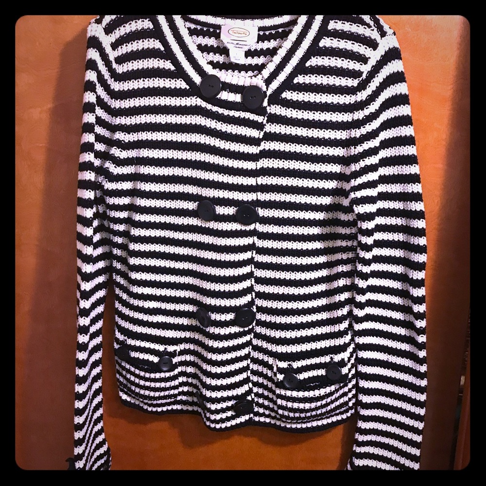 Talbots double breasted strip sweater L